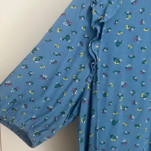 LOFT Floral Puff Sleeve Blouse | Large - Picture 6 of 8